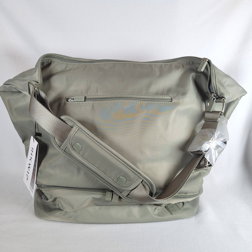 IHKWIP Women Arc Overnighter Tote Nylon Shoe Compartment Size Large Army Green